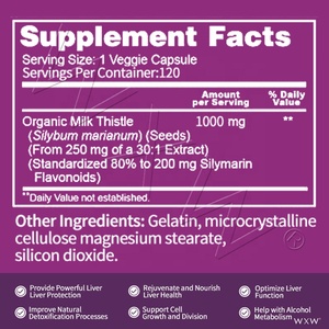 Gélules de Chardon-Marie pour Adultes 100mg Extrait de Silimarine Soutient la Fonction Hépatique Saine et la Détoxication - Product Image 5