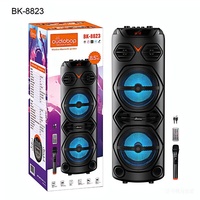 Enceinte de fête sans fil Bluetooth d'extérieur pour la maison, 20W, double haut-parleur 8 pouces, écran numérique, avec micro sans fil, télécommande et câble de charge Android