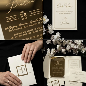 Enveloppe de luxe personnalisée pour invitation de mariage, porte-cartes de mariage élégant, impression offset or, Saint-Valentin, Noël - Product Image 4