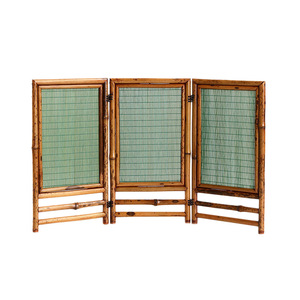 Bamboo Foldable Screen Green Weave Tea <b>Room</b> Decorative <b>Divider</b> Movable Tabletop Ornament - Product Image 5