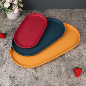 Assiette ovale pour le petit-déjeuner, assiette à collation, couleur unie, design minimaliste moderne, pour la maison, le salon, le service à thé, usage quotidien - Product Image 4