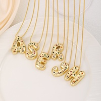 JF-44527 Lujoso Colgante de Letra Inicial con Burbuja, Chapado en Oro de 18k, Personalizado con Circonitas Cúbicas de Colores, Collar con Letra del Alfabeto, Joyería