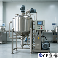 Cuve de mélange cosmétique avec agitateur à fouet SS304 en acier inoxydable sanitaire, cuve de fabrication de crème certifiée ASME CE