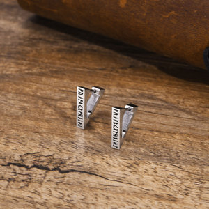 Échantillon Vintage Design Géométrique Triangle <span class=keywords><strong>Viking</strong></span> Boucles <span class=keywords><strong>d</strong></span>'Oreilles en Acier Inoxydable pour Hommes Bijoux de Mode EH-524 - Product Image 3