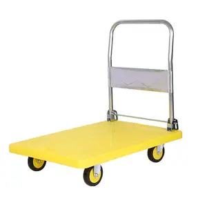 50*70mm black plastic folding four wheel platform hand trolley carts for sale