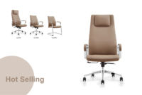 Chaise de bureau de direction à dossier haut et moyen en cuir PVC pivotante pour manager, PDG, bureau