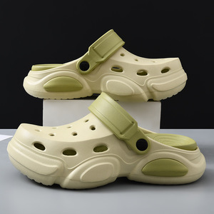 Men's <b>Clogs</b> Summer Outdoor Wear Non Slip Thick Soled Height Increasing Breathable Beach Sandals White Blue Color Blocking - Product Image 2