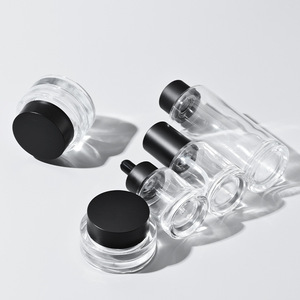 סט צנצנות זכוכית מעובה לקוסמטיקה 30ml/50ml/100ml עם משאבת קרם, בקבוק שקוף לתמצית לטיפוח העור, סרום וטיפות עיניים - Product Image 2