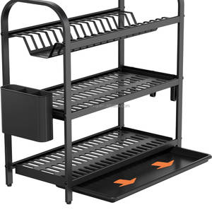 WIREKING Scolapiatti a 3 Livelli in Alluminio Antiruggine, Organizzatore per Tazze e Utensili da <span class=keywords><strong>Cucina</strong></span> da Posizionare Sopra il Lavello - Product Image 6