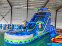 Toboggan aquatique gonflable tropical avec piscine, qualité commerciale, toboggan aquatique pour enfants, fête dans la cour, certifié CE