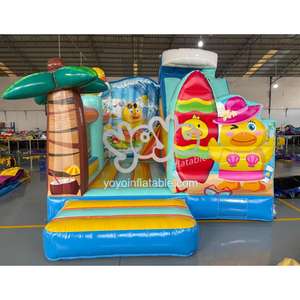 Château gonflable pour enfants en PVC robuste, combinaison de jeux gonflables d'extérieur, toboggan humide et sec, grand toboggan - Product Image 1