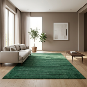 Tapis de bain en laine/coton tufté vert Chevron de la collection OCEAN ART COLLECTION HT-2601A - Product Image 4