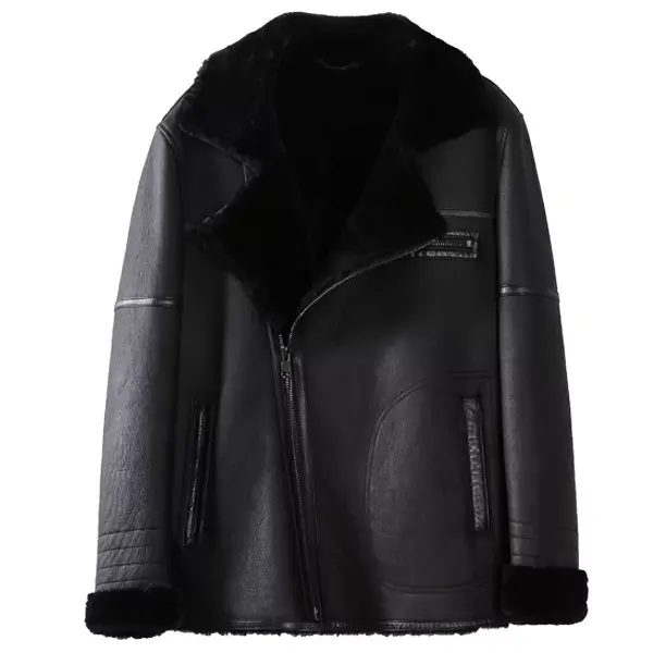 Fashion Leather Male Sheepskin Motorcycle Fur Custom Coat Men Winter Coats