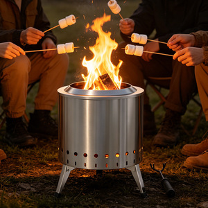 Portable Stainless Steel Camping Stove Foldable Smokeless Wood Burner Outdoor Barbecue Grill Fire Pit for Campfire Cooking - Product Image 1