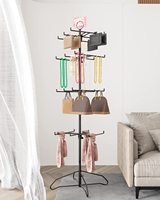 Présentoir rotatif en métal à 360 degrés avec couche de crochet, fil de suspension, présentoir pour bijoux, chaussettes, magasins