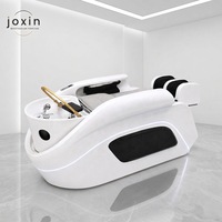 Fauteuil de massage multifonction moderne en cuir PU pour salon de coiffure et spa, lit de lavage inclinable avec repose-pieds réglable pour salle de bain