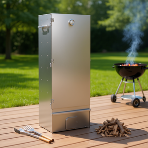 Barbecue fumoir en acier galvanisé D0100H5LC22 17,5x11,4x43,3 pouces, couleur argent, facile à nettoyer, pour fumer en extérieur - Product Image 2