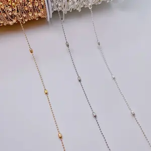 Cuentas <span class=keywords><strong>de</strong></span> bolas <span class=keywords><strong>de</strong></span> latón, cadenas <span class=keywords><strong>de</strong></span> eslabones, cadenas cruzadas <span class=keywords><strong>de</strong></span> hierro revestidas <span class=keywords><strong>de</strong></span> cobre dorado, Cable <span class=keywords><strong>de</strong></span> eslabones, <span class=keywords><strong>cadena</strong></span> en forma <span class=keywords><strong>de</strong></span> O para fabricación <span class=keywords><strong>de</strong></span> accesorios <span class=keywords><strong>de</strong></span> joyería DIY - Product Image 4