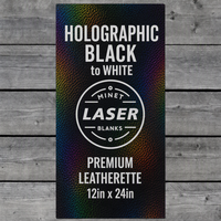 Feuilles de cuir PU holographiques à gravure laser arc-en-ciel 12x24 pouces, grainé noir à blanc, cuir iridescent vierge