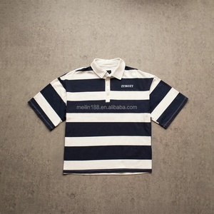 Factory Custom Wholesale t Shirt Short Sleeve Oversized Boxy Cropped t Shirt High Quality 100%cotton Striped Shirt Design - Product Image 1