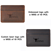 Dompet Kartu Kredit Kulit Sapi Asli Crazy Horse Warna Kustom OEM ODM, Tempat Kartu Belanja & Bank, Dompet Kulit Asli