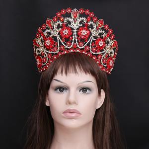 มงกุฎทรงบาร็อคแบบปรับได้ ขนาดใหญ่ ทรงสูง ประดับคริสตัลวิบวับ สำหรับงานแต่งงานและงานพรอม - Product Image 6