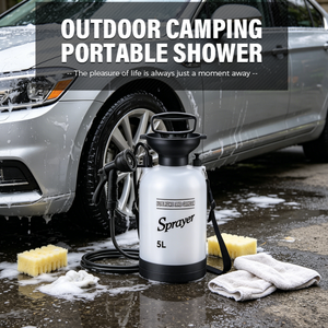 Vente flash - Pompe à air manuelle portable écologique facile à assembler, bouteille pulvérisatrice en plastique de 5 L, grande capacité, <span class=keywords><strong>kit</strong></span> de douche de camping en plein air - Product Image 1
