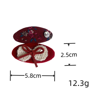 Pinza de pelo con lazo de Año Nuevo rojo brillante para niños hecha a mano 1 tela cereza en forma de corazón horquillas dulce niña lindo flequillo lateral <span class=keywords><strong>BB</strong></span> Clip - Product Image 6