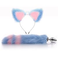 Godemichet anal queue de renard queue anal plus ensemble pour Couples flirtant Cosplay Animal renard queue oreilles ensemble pas de vibrateur métal Silicone Anal Plug