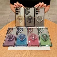 Étui de téléphone portable de luxe avec support papillon brillant dégradé électroplaqué pour Samsung Galaxy S26 S25 Ultra S24 FE S23 S22