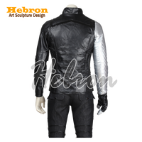 Anpassbares Komplettset Roboter-Film Winter Soldier Bucky Civil War Cosplay-Kostüm PU-Leder Denim Canvas Unisex Oberteil