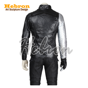 Costume de cosplay personnalisable complet de Bucky le <span class=keywords><strong>Soldat</strong></span> <span class=keywords><strong>d</strong></span>'<span class=keywords><strong>Hiver</strong></span> du film Marvel, en cuir PU, denim et toile, pour hommes # 39;s Personnel - Product Image 6
