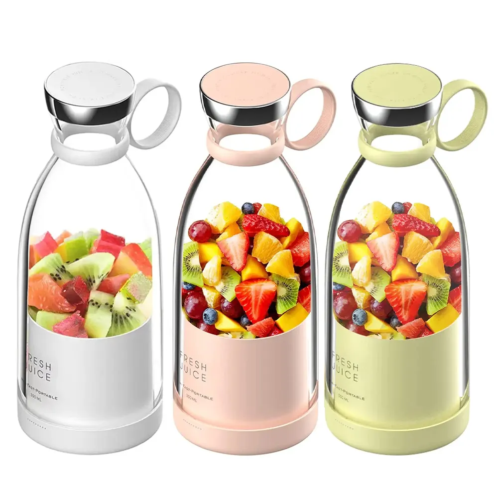 Blender Botol Smoothie buah listrik, Blender Mini portabel pengisian daya nirkabel 350ML pegangan tangan