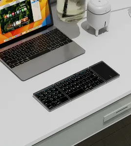 Tri keyboard lipat bluetooth tanpa kabel, lipat lipat bt5.1 dengan ukuran penuh bantalan sentuh