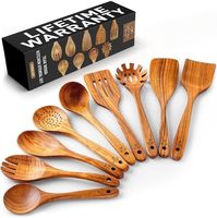 Ensemble de 15 cuillères en bois pour la cuisine, ustensiles en bois de teck pour la cuisine, ustensiles de cuisine en bois antiadhésifs, ensembles de cuillères en bois