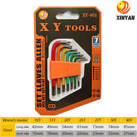 Set Kunci Allen Bentuk L 7 Buah Berlapis Warna, Baja Chrome Vanadium, Kepala Torx, Kemasan Kartu Blister 3 Lapis
