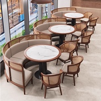 Meubles de restaurant sur le thème de l'Asie du Sud-Est, table et chaises en bois massif pour usage commercial et hôtelier, modèle YCS-2025-001