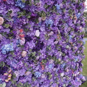 Customized birthday party purple <b>artificial</b> <b>flower</b> background <b>wall</b>, wedding Valentine's Day party fake <b>flower</b> <b>wall</b> decoration - Product Image 4