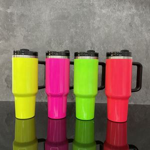 Gobelet de voyage H2.0 vierge pour sublimation, couleurs néon, 30oz 40oz, avec poignée et paille, entrepôt USA - Product Image 1