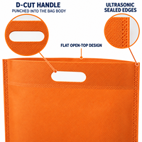 Sacs en polypropylène non tissé 80 GSM à découpe en D pour melon, safran, produits alimentaires, impression personnalisée, thermoscellables, emballage plat, vente en gros