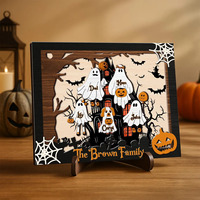 Personnalisé Halloween En Bois Fantôme Famille Logo Ornements Fantôme Atmosphère Décoration Murale Pendentif pour Fournitures De Vacances