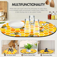 Tapis de bain antidérapant en boue de diatomées jaune nid d'abeille et abeilles, ovale, doux, sans plis, pour salle de bain