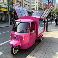 Chariot alimentaire Tuktuk rose en acier inoxydable de haute qualité, personnalisé pour les hot-dogs, les glaces, la restauration rapide, les aliments de rue