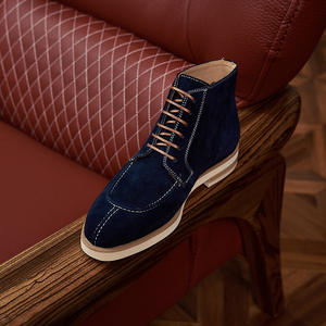 Bottes courtes professionnelles rétro faites à la main pour hommes, en cuir respirant et antidérapant, à bout carré et montantes, très tendance - Product Image 3