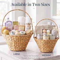 Panier cadeau tissé en jacinthe d'eau naturelle avec poignée haute, pour Noël, Pâques, organisation de la maison