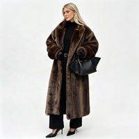 Manteau long en fausse fourrure de vison Zeyu, élégant et luxueux, pour femme, col à revers, chaud et tendance pour l'hiver, vêtements d'extérieur écologiques, manteaux en fausse fourrure pour femme ODM/OEM