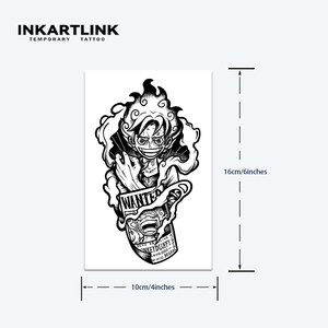 Autocollant de <span class=keywords><strong>tatouage</strong></span> INKARTLINK pour le corps, autocollant de <span class=keywords><strong>tatouage</strong></span> en papier, anime Luffy, imperméable, écologique, longue durée, 15 jours, vente en gros - Product Image 4