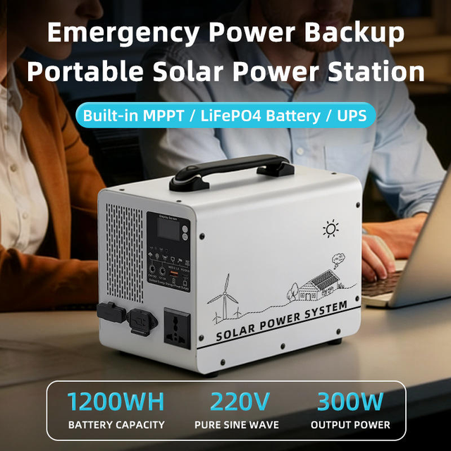 300W/500W Portable Power Station 220V with UPS, LiFePO4 Solar Generator MPPT for Camping, Home Backup, Emergency