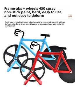 Utensili per <span class=keywords><strong>Pizza</strong></span>: Tagliapizza a Forma di Bicicletta in Acciaio Inox con Telaio in ABS Verniciato Antiaderente, Gadget da Cucina per Uso Domestico - Product Image 6