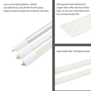 Tubos Led T5 T8, diseño delgado de 16mm, tapa giratoria, con controlador externo, 2 pies, 10W, 130LM, parpadeo